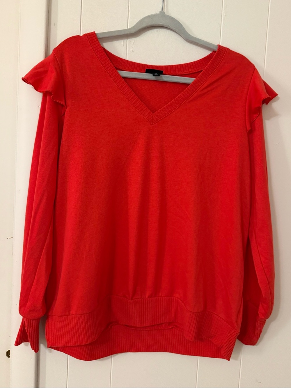 torrid Red V-Neck Ruffle Shoulder Pullover